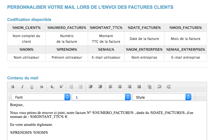 Fact personnalisée