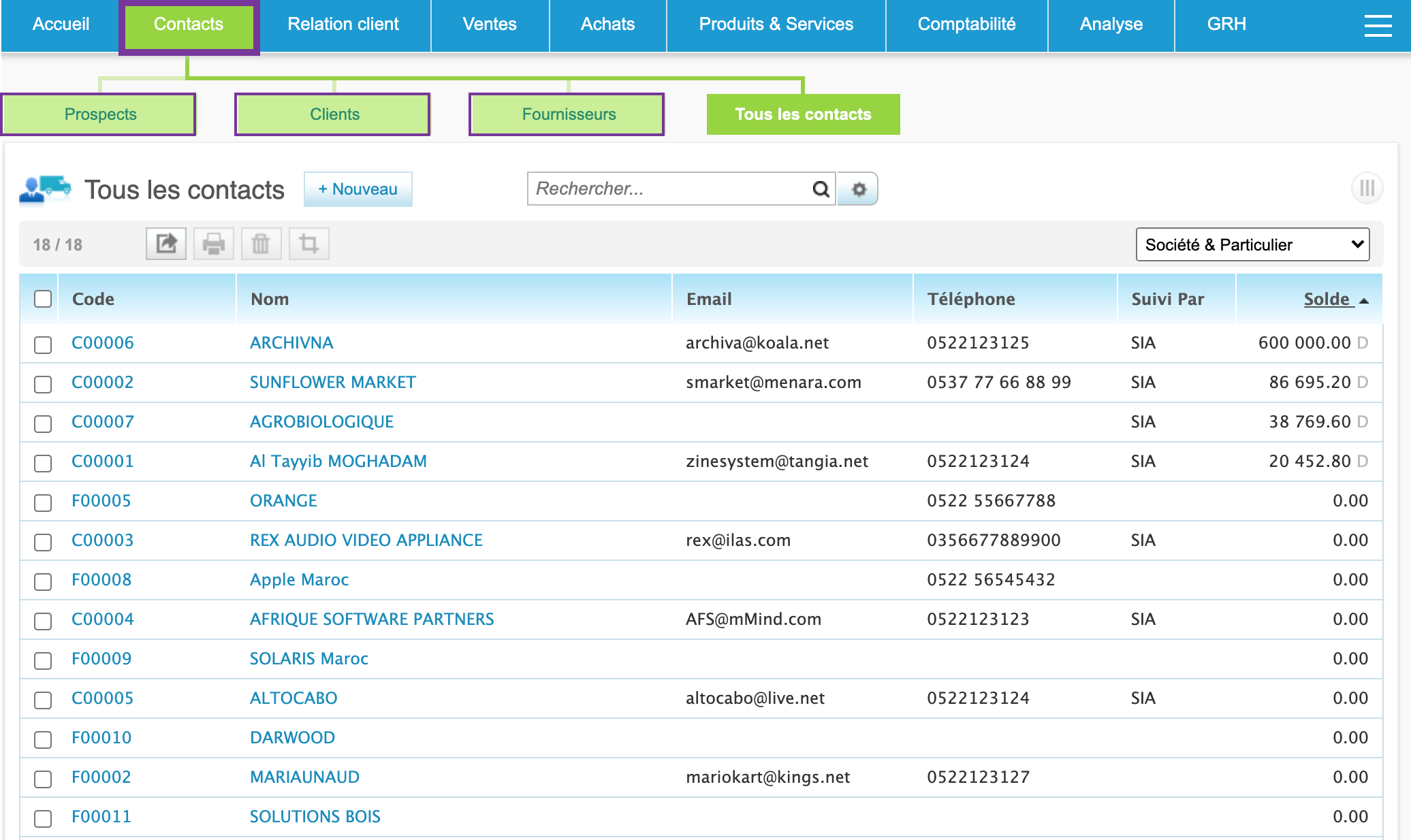 Contacts LISTE