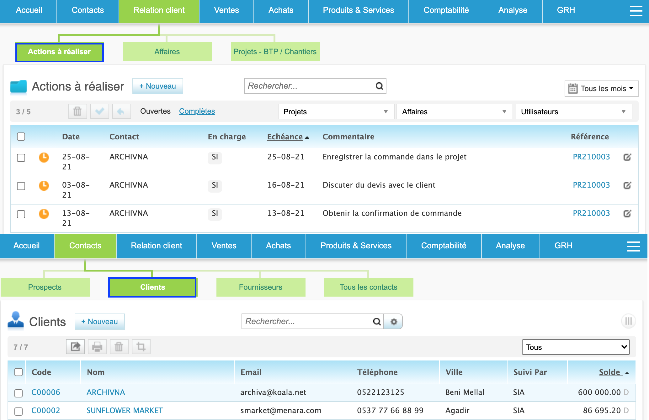 Vos "Contacts" et les "Actions" à mener, sont la clé de votre réussite.