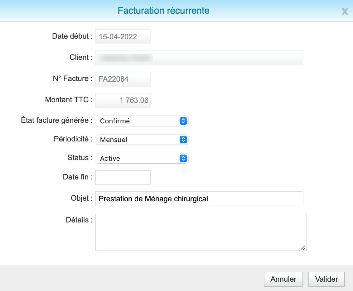 Facturation récurrente