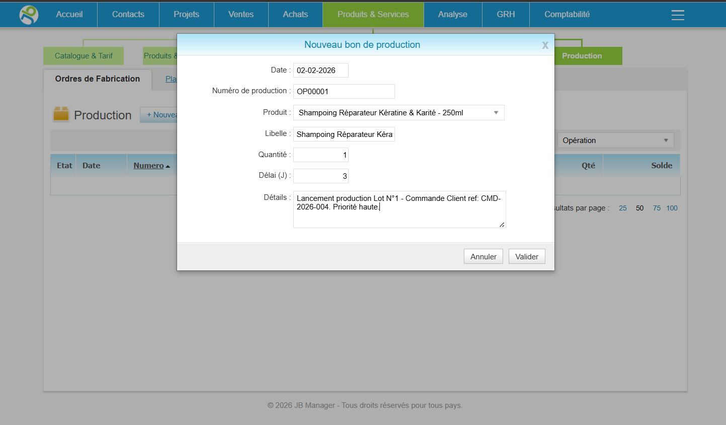 Gestion de la Production