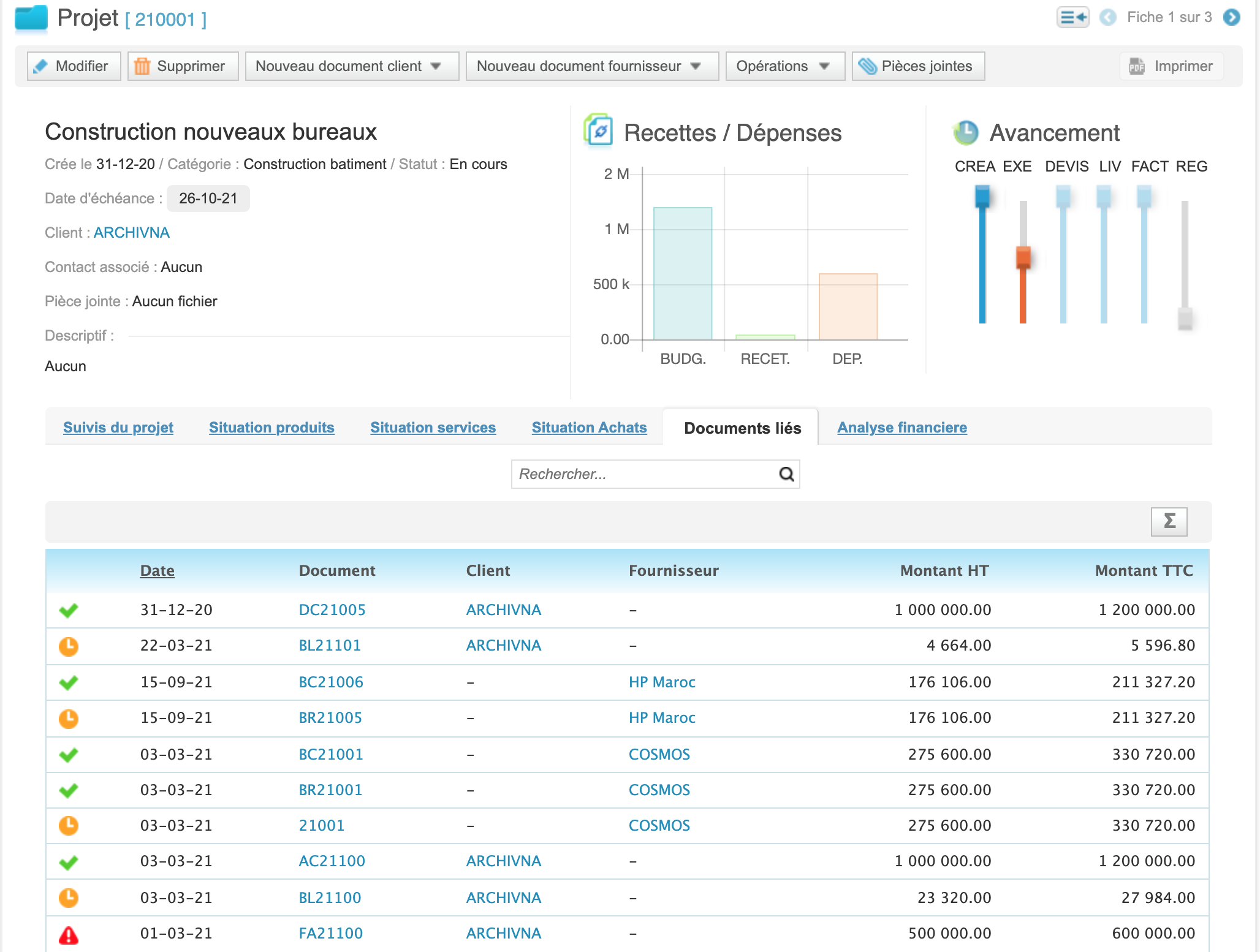Organisation claire et ordonnée de tous les documents