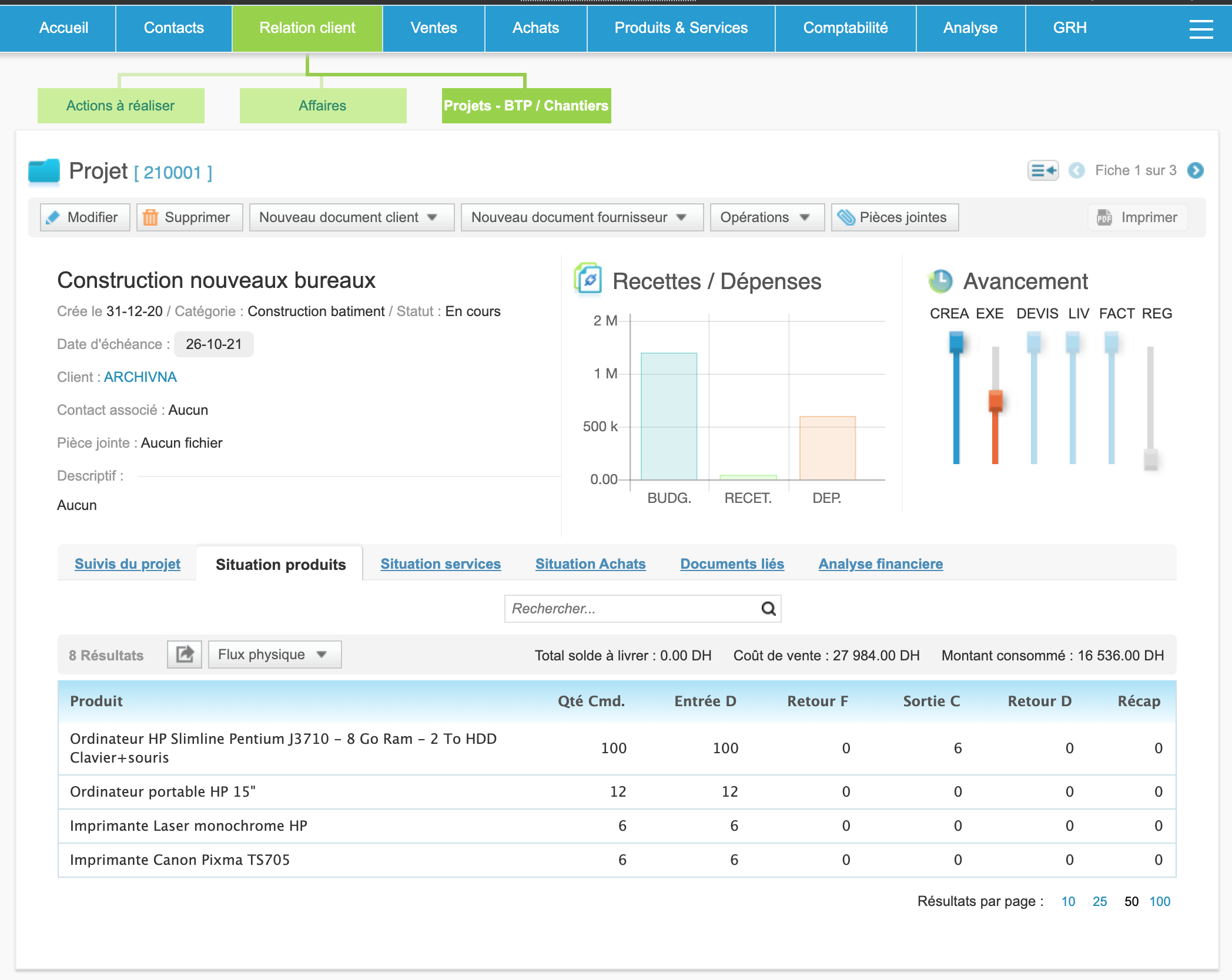 Décomptes avec déductions intégrées pour les marchés