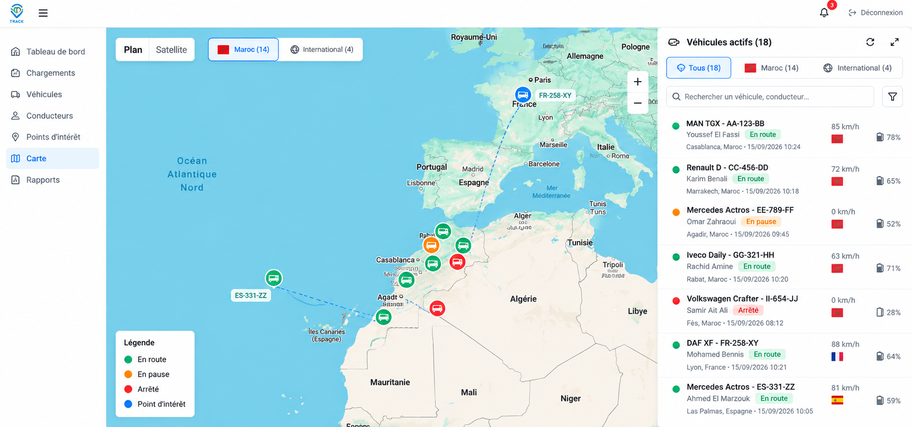 Localisez votre flotte au Maroc et à l’international